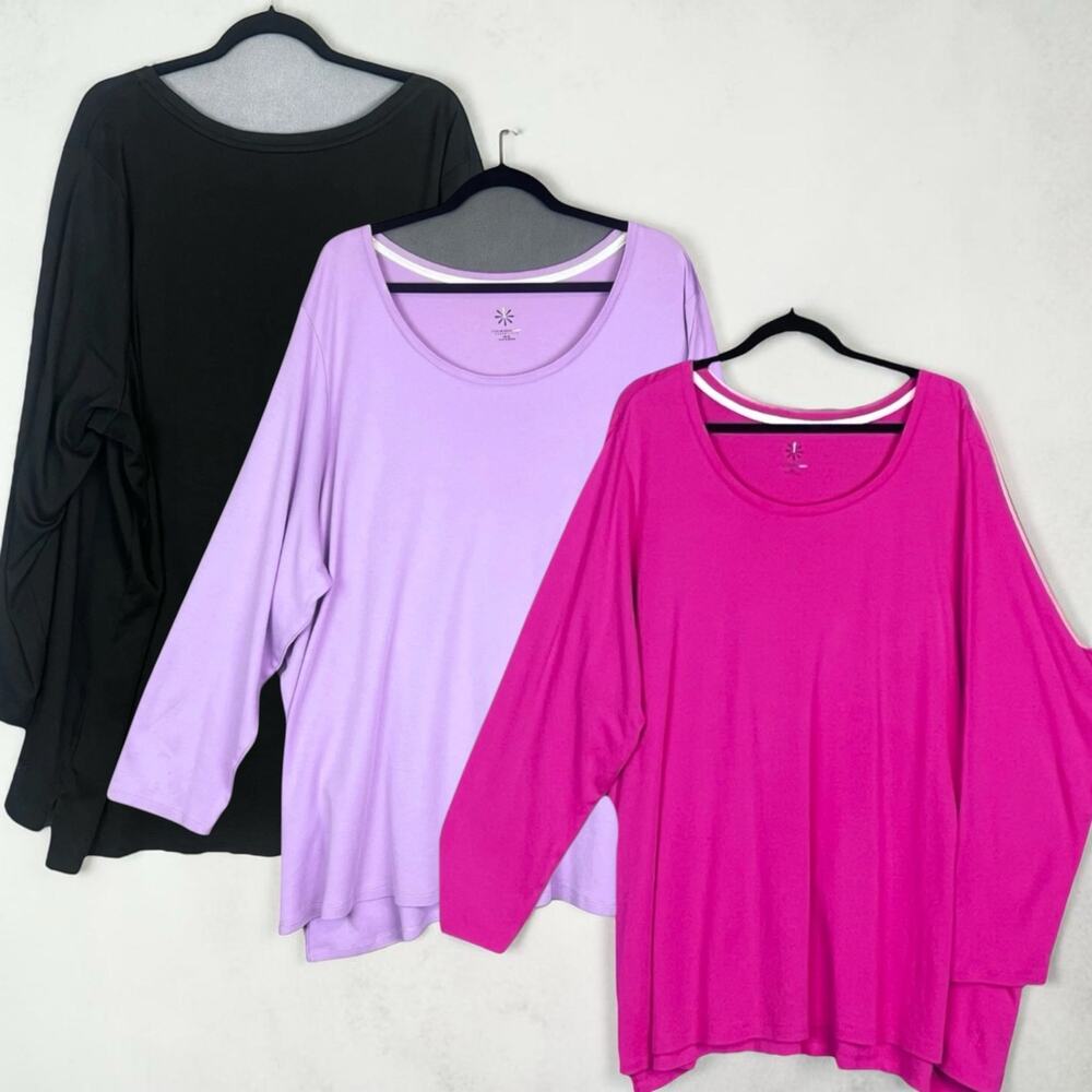 Isaac Mizrahi Live Essentials Pima Cotton Tops Bundle of 3 Plus Sz 5X Scoop Neck